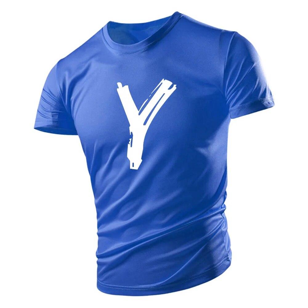 2023 Summer Casual Sports Style 2d Letter-Printed Men'S Round Neck T-Shirt Short Sleeves Comfortable Breathable Quick Drying