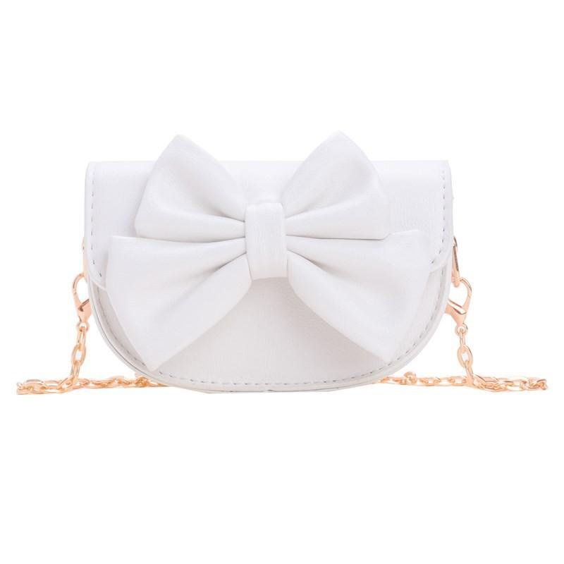 Cute Bow Decoration Solid Color Children Shoulder Chain Bag For Outings Casual
