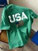 Usa Letter American Flag Prints Washed TShirts Womens Cotton Short Sleeve Tops Casual ONeck Oversize T Shirt Summer Clothes