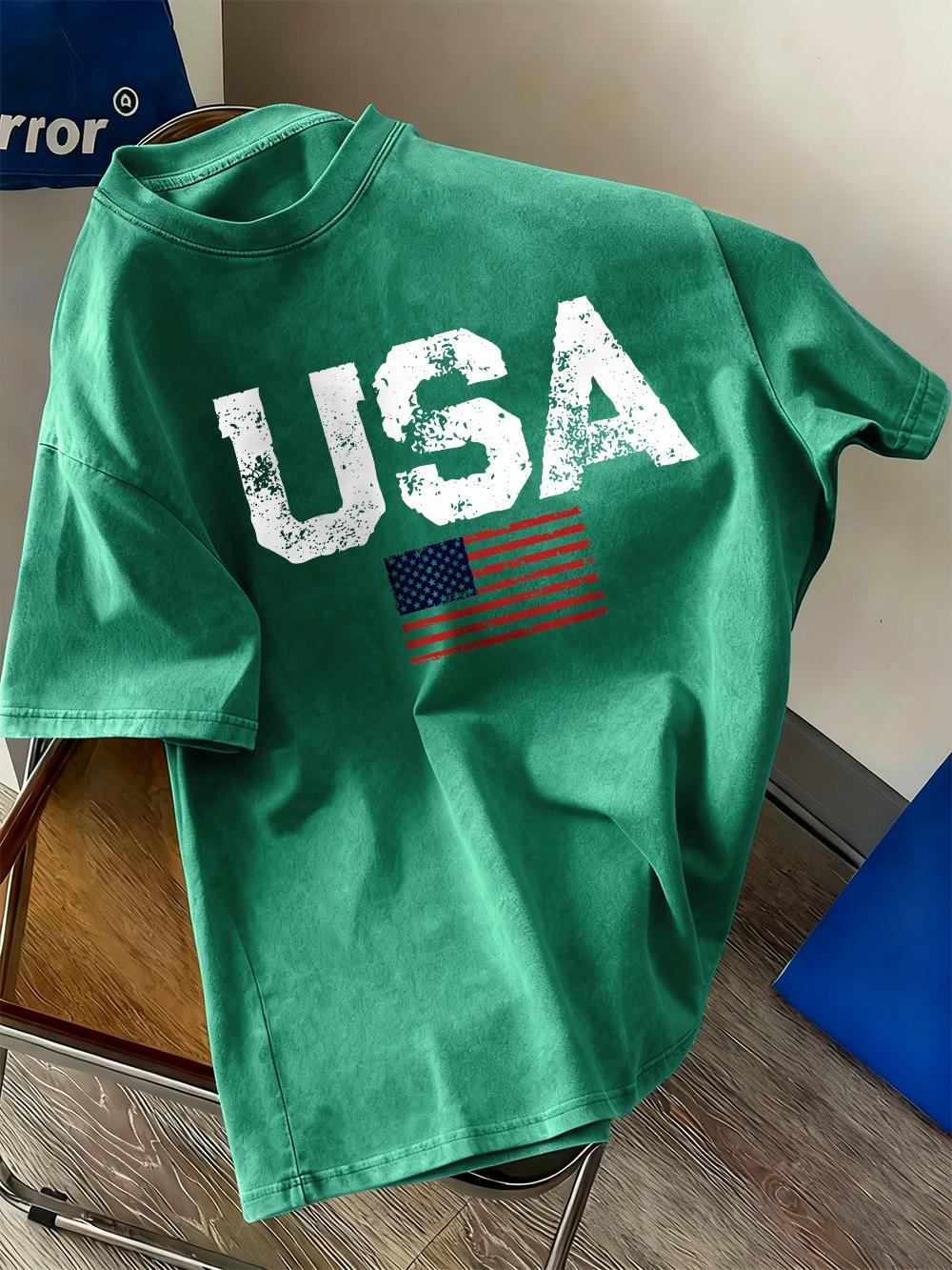 

Usa Letter American Flag Prints Washed TShirts Womens Cotton Short Sleeve Tops Casual ONeck Oversize T Shirt Summer Clothes 4XL