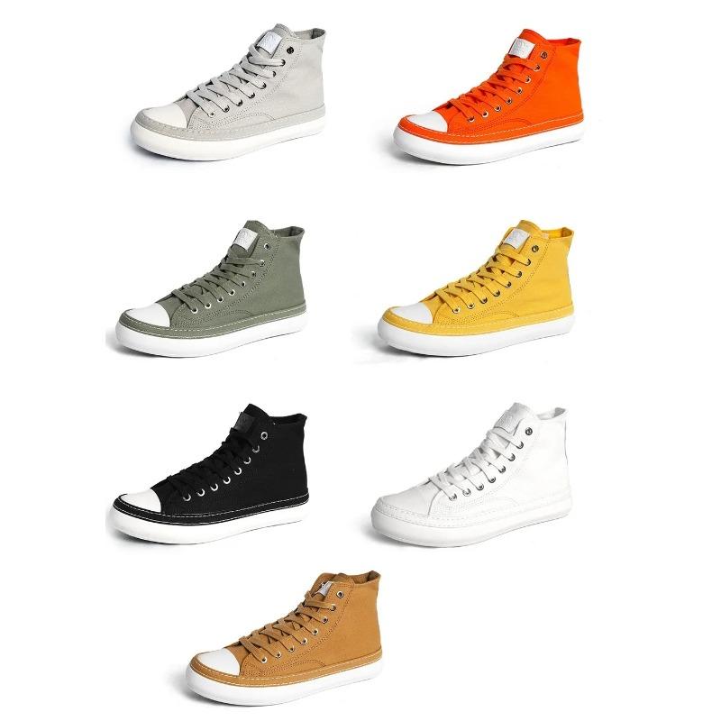 Mode Unisex Segeltuchstiefel Herren Sneaker Übergröße Damen Vulkanisierte Segeltuchschuhe Hoch Orange Freizeit-Schuhe Schwarz