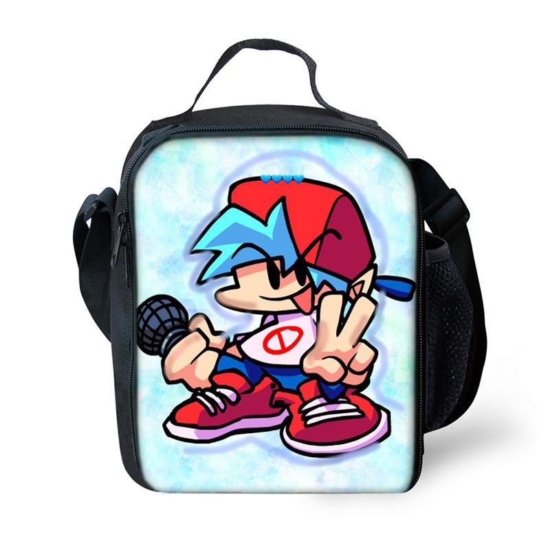 Funkin Night Friday Fnf Lunch Bags Thermal School Handbag For Kids Single Strap