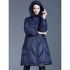 Autumn and winter fashion quality cold and warm loose temperament versatile simple medium and long hooded down jacket women