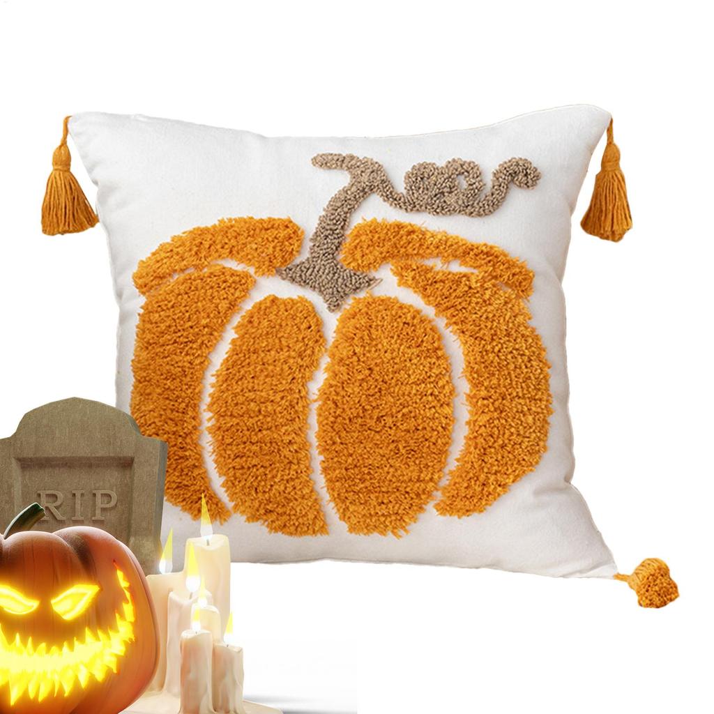 Pillow Covers Halloween Decoration Throw Pillow Cover Pumpkin Ghost Plush Autumn Thanksgiving Harvest Home Sofa Decoration