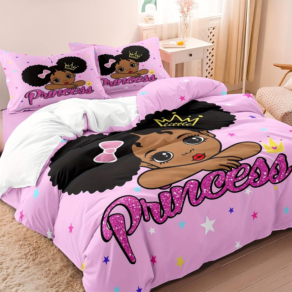Princess Series 100% Polyester Bedding Set Duvet Cover For Home 3-Piece Set 1 Quilt Cover Anime Cute Printed Cartoon