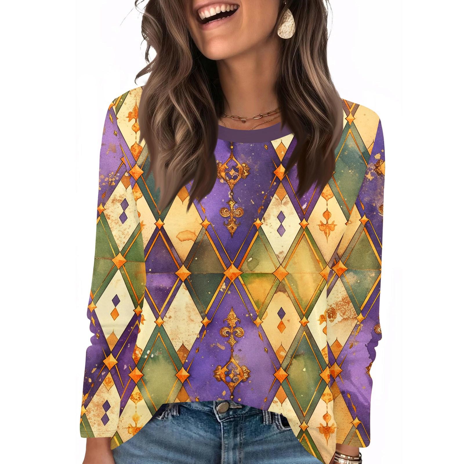 

Рубашки с длинным рукавом для женщин, милые футболки с графическим принтом, блузки, повседневные базовые топы больших размеров, пуловеры XL