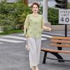 Elegant Summer Top Set for Mom - New 2026 Chinese Style Three-Quarter Sleeve Two-Piece