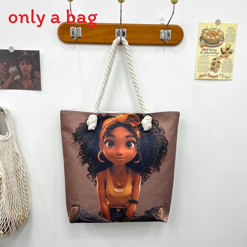 Women Print Handbag Large Oxford Canvas Casual Shoulder Bag For Daily Use