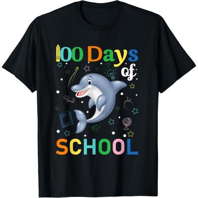 Cute Dolphin Lovers Teacher Student 100th Day of School T-Shirt