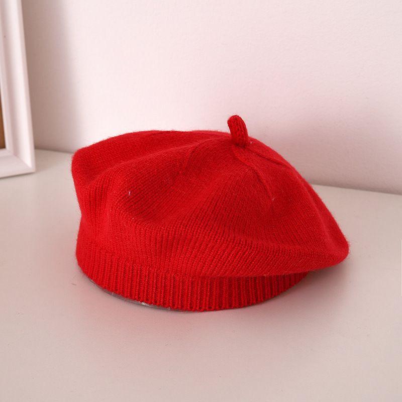 Stylish Unisex Knitted Wool Beret for Children - Cute Candy Color Hat for Autumn and Winter.