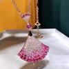 Large Pink Zirconia Necklace with Full Diamond Gradation, Women's Fashionable Light Luxury Accessory, Elegant and High-end Clavicle Chain