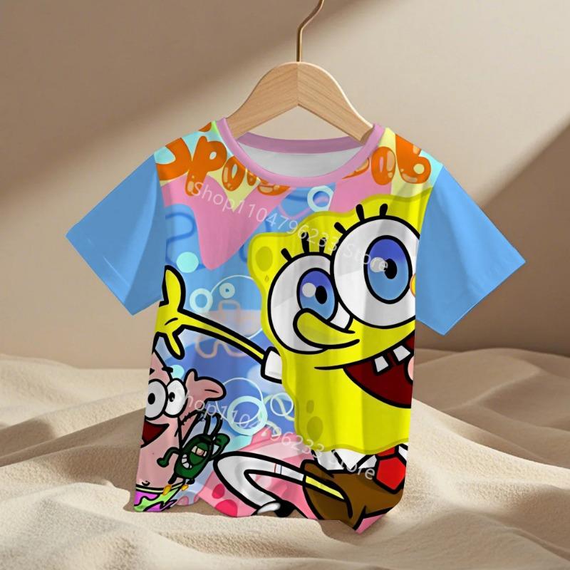 Cute Cartoon Spongebobs Baby Clothing Outdoor Clothes Boy Girl Child Women's Tshirts Children Adult Parent Child T Shirts