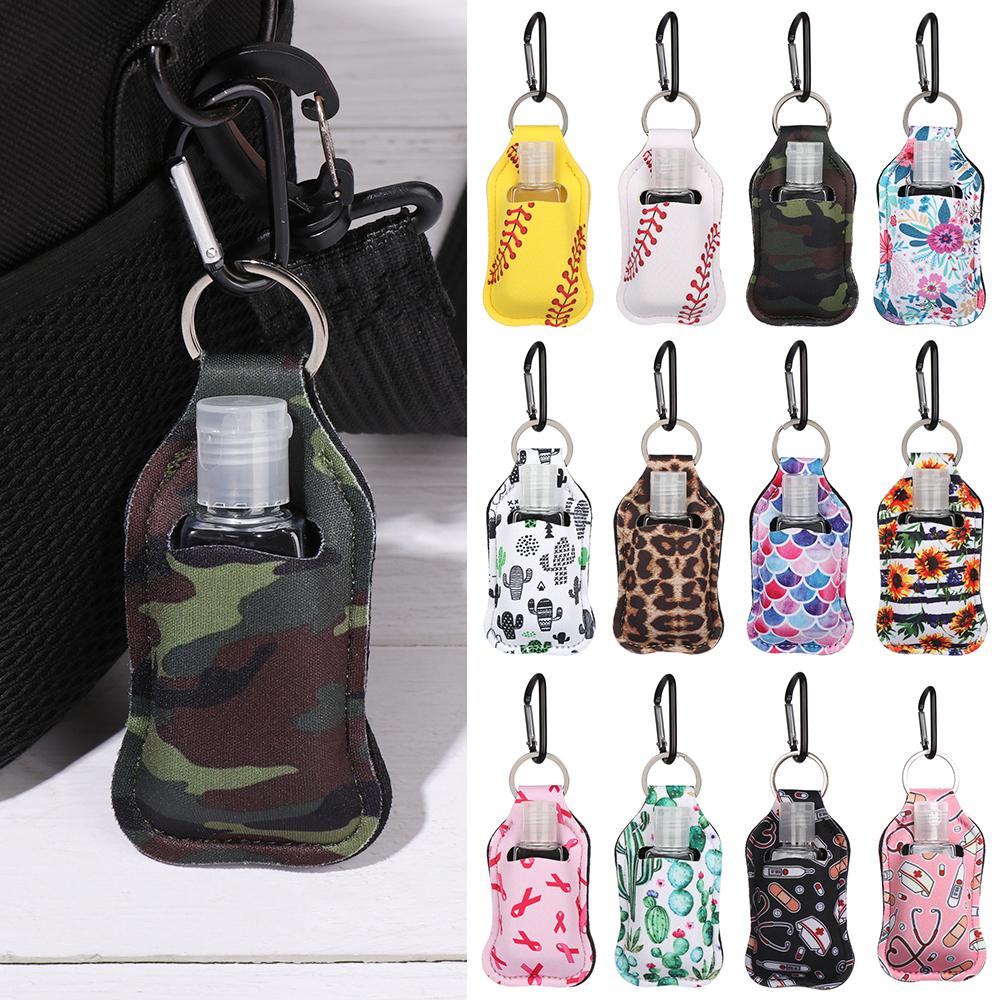 Mini Hand Sanitizer Bottle 30ml Portable Travel Silicone Cosmetics Shower Gel Bottles Refillable Bottles with Keychain Holder