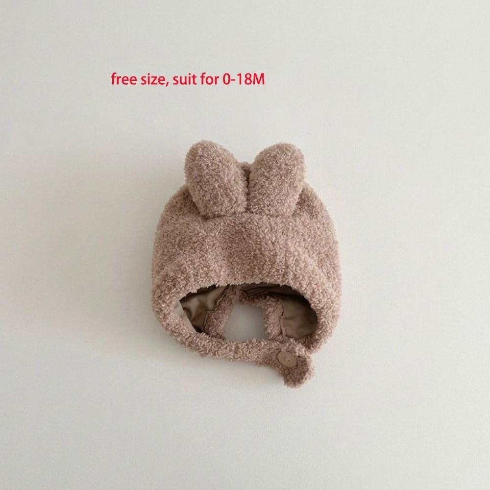 Autumn Winter Baby Earflap Hat Soft Fuzzy Newborn Fetal Cap Soft Bunny Ear Hat For Baby Girls
