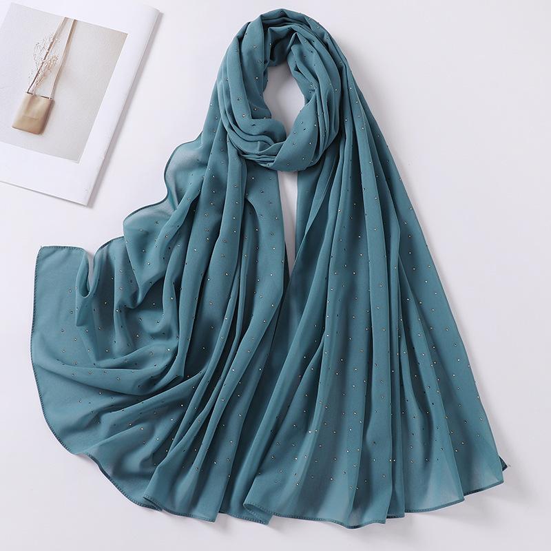 Imitation Pearls Rhinestones Scarves Shawls Women Long Scarf Neckerchief Tudung Bawal Veil Turban Bandana Muslim Hijab Headscarf