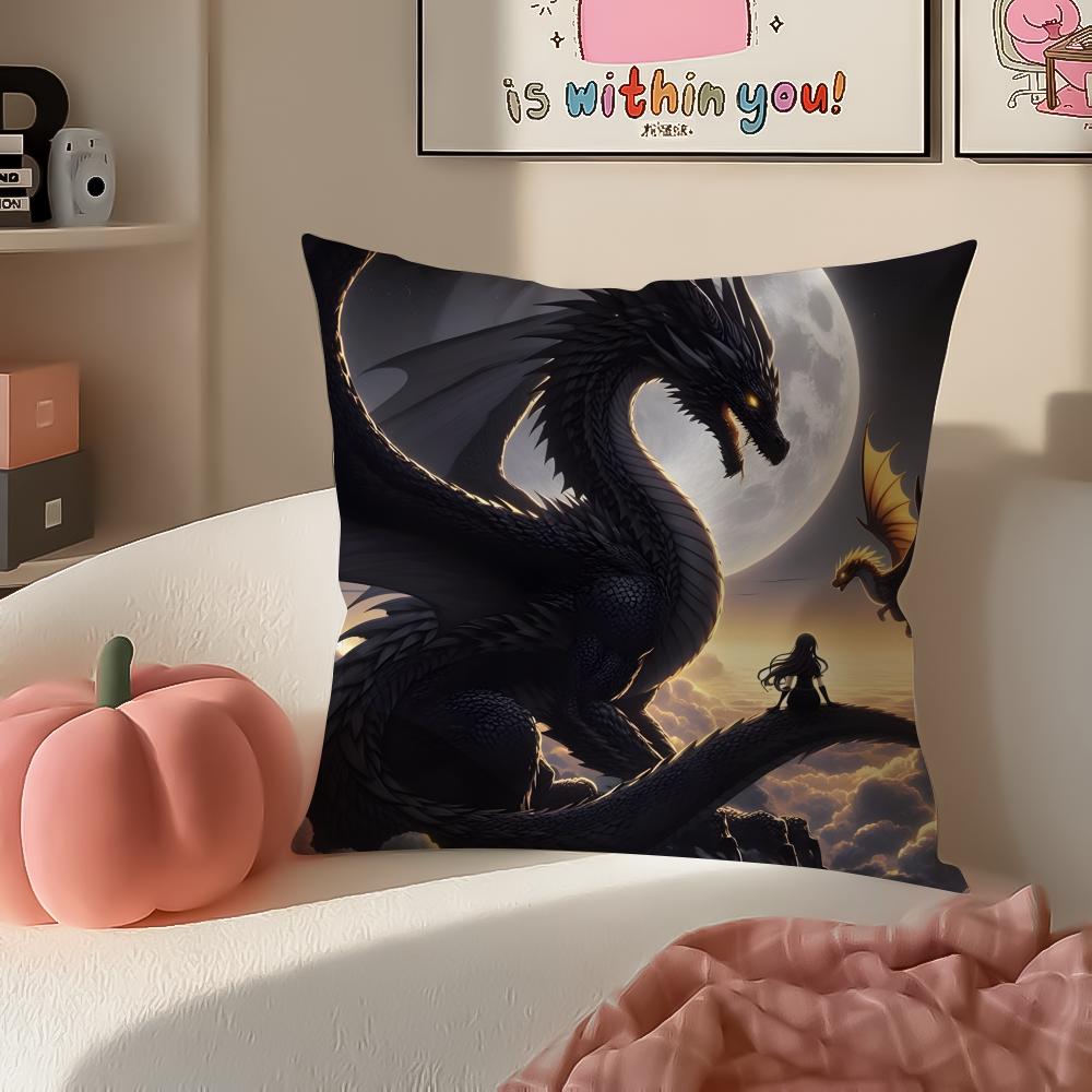 Epic Fantasy Fictional FFourth WWing Dragon Cushion Cover Pillowcase Short Plush Invisible Zipper Room Sofa Cushion Cover