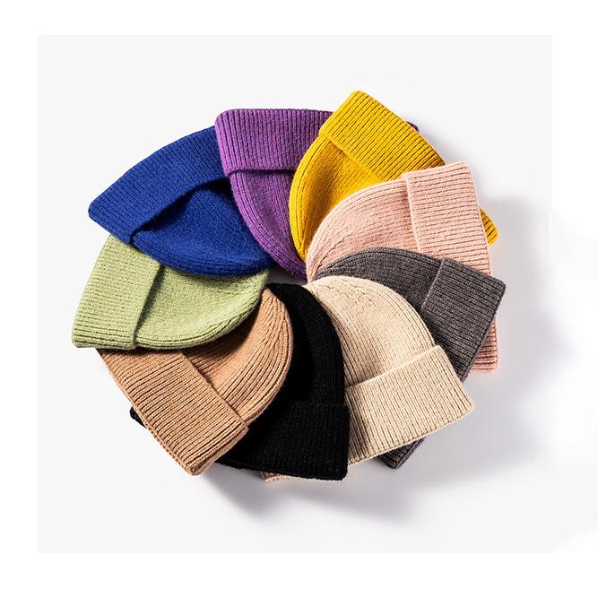 Custom Winter Hats Wool Beanie Embroidery Logo Classic Knit Beanies Knit Cuffed Plain Hats Skull Cap Warm Beanies