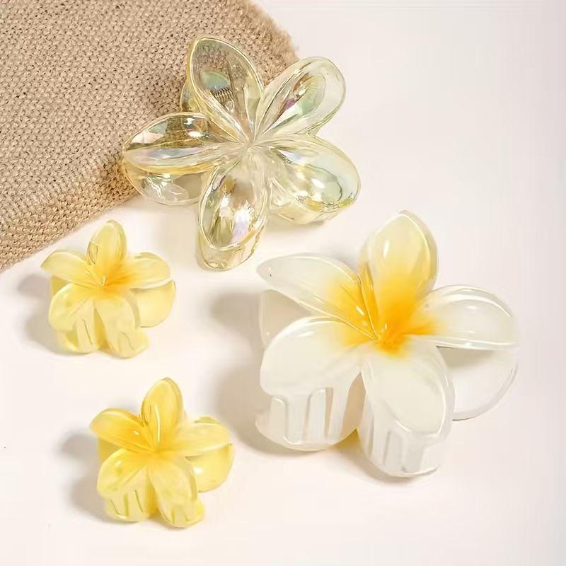Large 8cm Colorful Plumeria Claw Hair Clip - Fresh Romantic Fishtail Flower Accessory