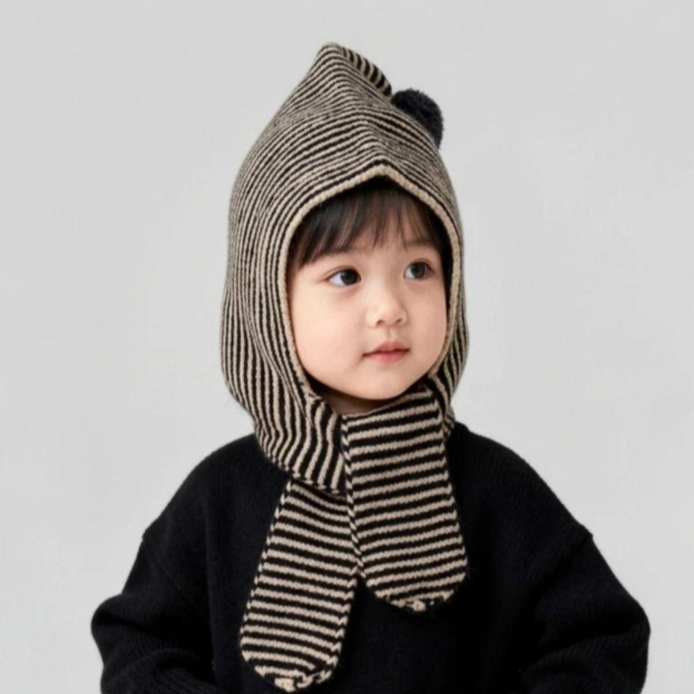 2-in-1 Children's Scarf Hat Thick Kids Warm Cap Cozy Headwear Knitted Hood Scarf  Kids Winter