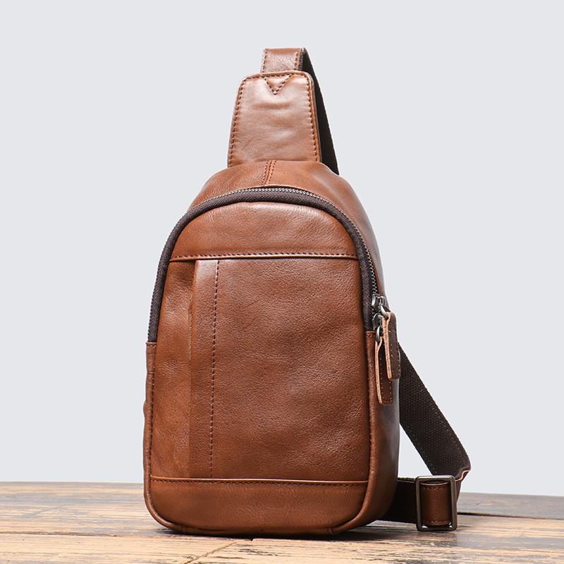 

Men s Crossbody Bag Genuine Leather Chest Women s Cowhide Casual Sports Small Backpack Large Capacity Shoulder