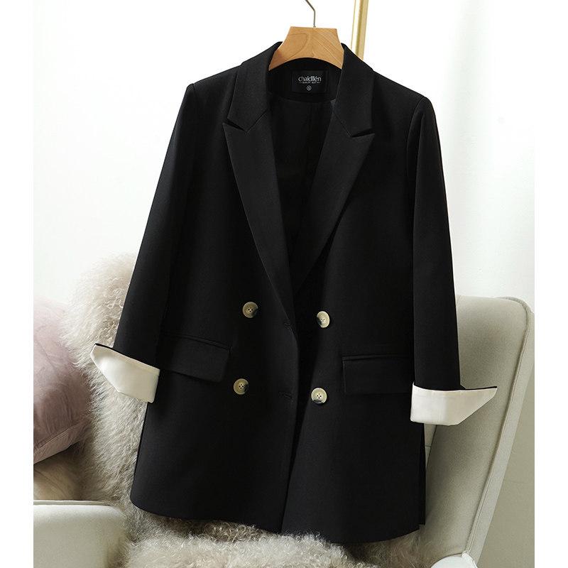 Женский черный пиджак в британском стиле - Зрелый, Элегантный и Уникальный (8021) S чёрный