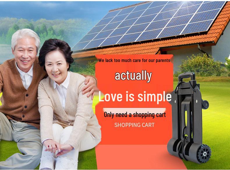 Portable Folding Aluminum Luggage Cart with Telescopic Handle and Four Wheels