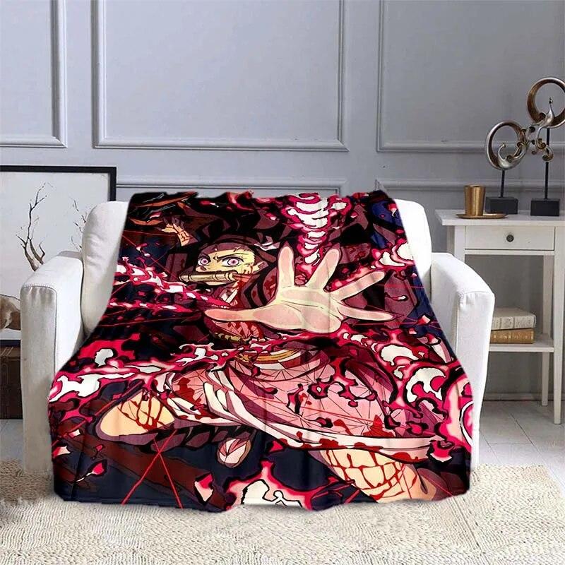 Anime Demon Slayer Decke, superweich, warm, Flanell-Überwurf, Picknickdecke, Decken für Betten, Picknickdecke