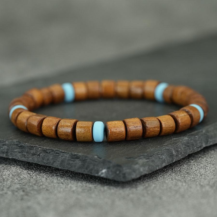 

Classic Natural Wooden Bracelet For Men Handmade Prayer Yoga Meditation Healing Wrist Accessories Lightweight Comfortable Joias 19-20cm(7.5-7.9inch) синий