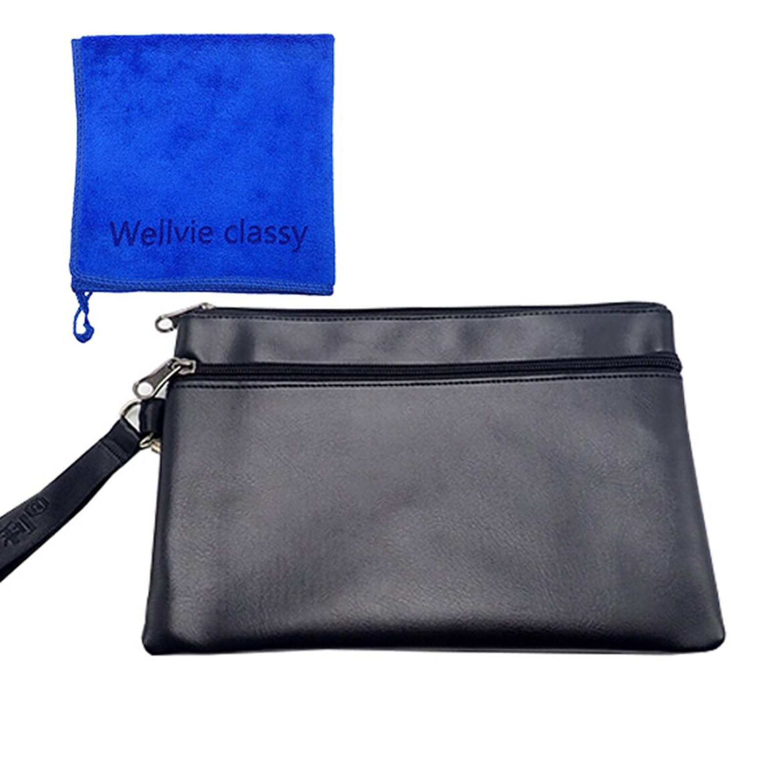 

Wellvie Classy Men s Clutch Bag, Second Bag, Black, A4/A5 Size, Small Item Storage, Carrying Bag, Business, Work, Tablet (A5)