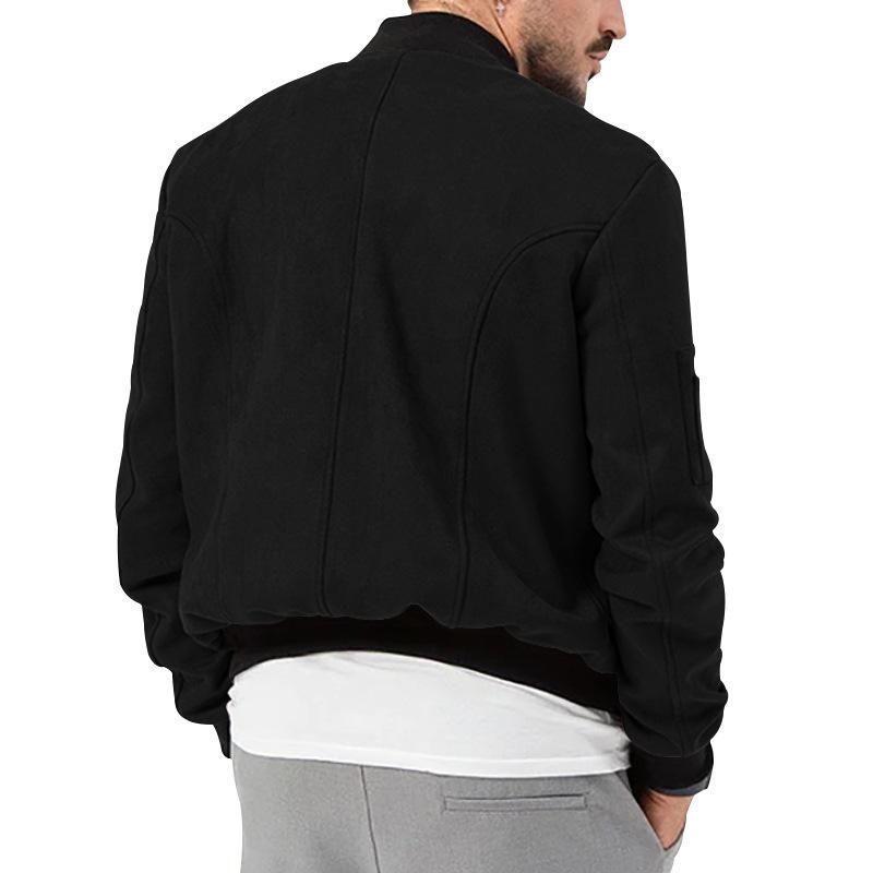 Suede Stand-Up Collar Men's Button Cardigan Jacket - Autumn/Winter Retro American Casual Outerwear