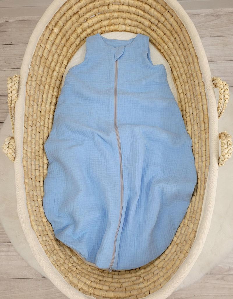 Muslin rounded sleeping bag for children M 6-12 months summer TOG 1.0 - blue