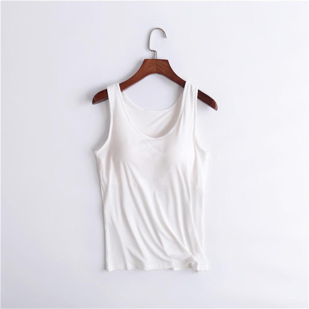Women's Fashion With Padded Tank Top Without Steel Ring Bra Cups One-Piece Underwear Bottoming Shirt