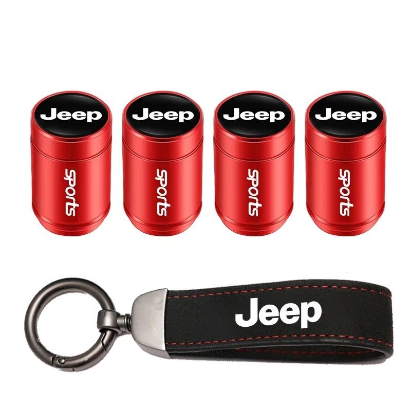 Anti-Rust Car Tire Valve Stem Caps Suede Keychain for Jeep Renegade Wrangler JK JL Grand Cherokee Compass Auto Wheel Accessories