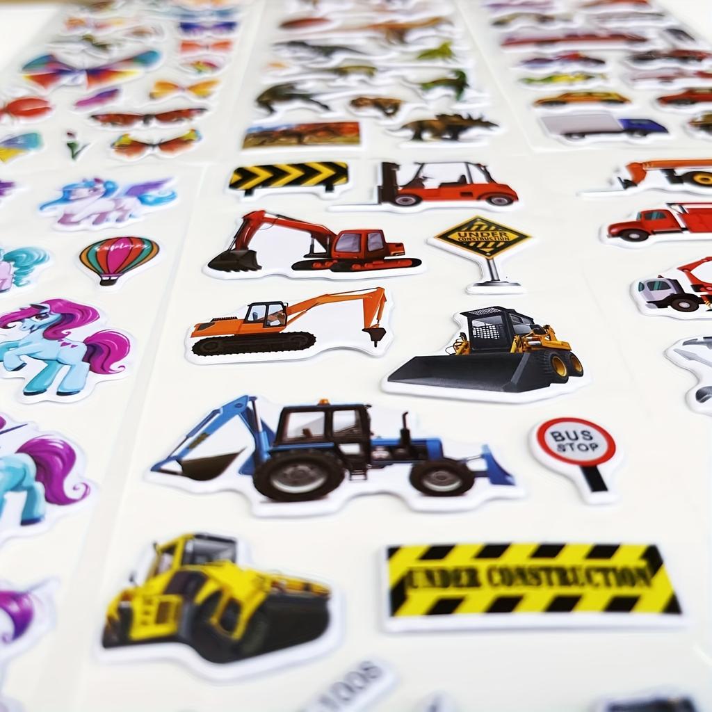 6pcs Vehicle Stickers Cars Fire Trucks Traffic Construction Buses Airplane Rocket and More 3D Puffy Stickers for Laptop JXB