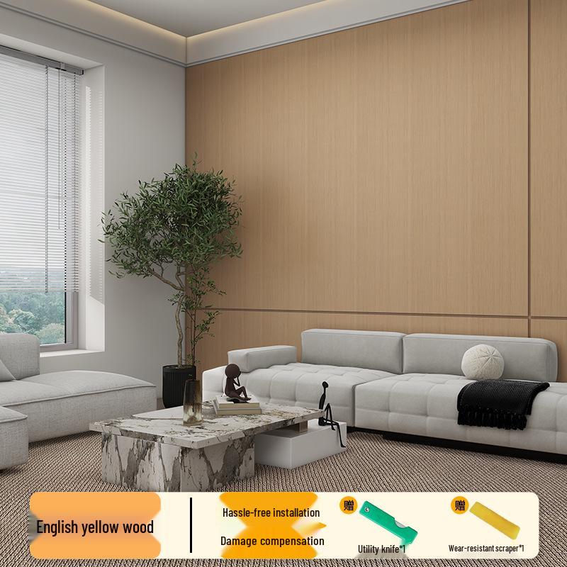 Wood Veneer Self-Adhesive Wallpaper: Thick, Soft, Imitation Wood Grain for Doors, Tables, and Furniture Renovation.