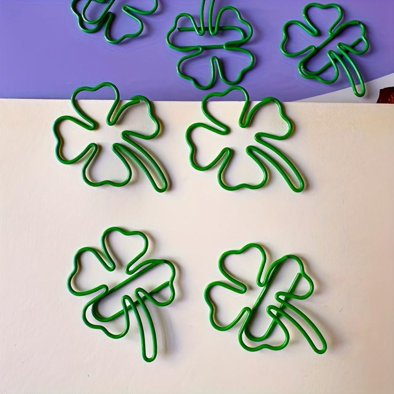 25pcs Cute INS Green Four-leaf Clover Paperclips Lovely Scrapbook Decor Binder Clip Office Document Bill Binding School Supplies