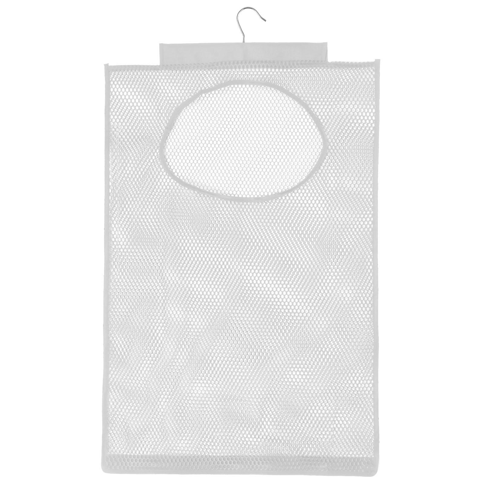 

Bathroom Mesh Storage Hanging Bag Foldable Space Saving Dirty Clothes Bag With Zipper for College Dorm Rooms, Gym and RV Travel 49x77.5cm белый