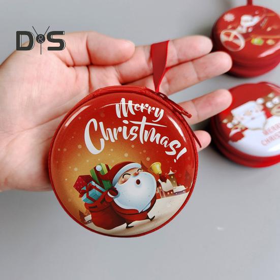 Dětská peněženka na mince kulatá vánoční kapsička na mince s kresleným vzorem Zapínání na zip Pouzdro na mince se šňůrkou pro děti Mince Peněžní klíče Bonbóny