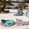 Miniature Rock Garden Decor 2 Pcs Stone Statue Resin Fake Models for Diorama Tranquil Zen Ornament Supplies Micro Train Landscape Railway Sand
