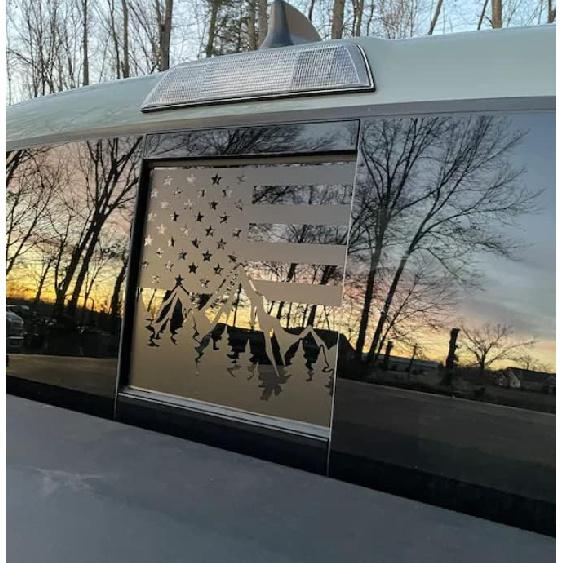 Xinghe for 2016-2023 Toyot@ Tacoma, American Flag Decals for Truck Back Sliding Window, Matte Black USA Flag Decal for Truck Back Window