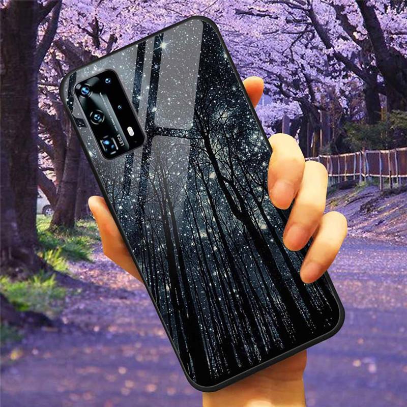 For Huawei P40 Lite / P40Pro Case P 40 Tempered Glass Starry Marble Hard Back Cover for Huawei P40 Pro / P40Lite E Cases Coque