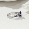 Huitan Charming Purple CZ Rings Bridal Wedding Accessories Silver Color Women Rings Anniversary Gift Temperament Lady