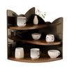 Corner Cup Holder Shelf 3-Tier Wood Kitchen Organizer for Mugs Coffee Cups Space-Saving Desktop Storage Rack for Countertop