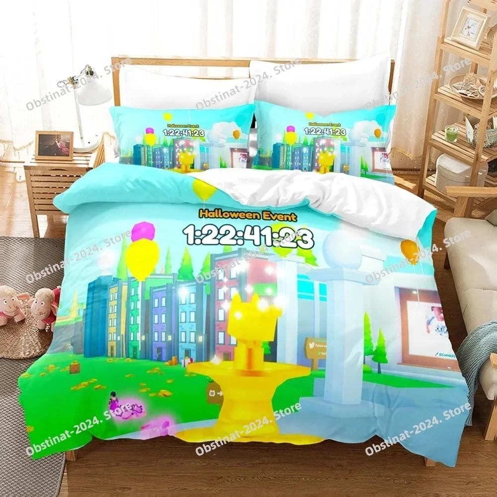 Games Cute Pet Simulator X Bedding Set Printed single Comforter Quilt Bed Cover Duvet Cover Pillow Case 3 Pieces Kids Adult Size