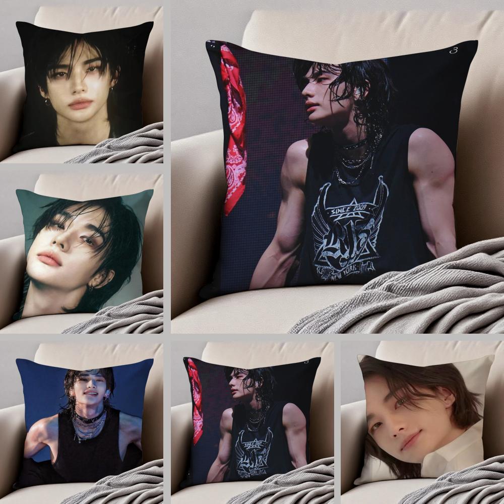 Ornamental Handsome Singer HHyunjin Cushion Cover Throw Pillow Cover Hidden Button Durable Polyester Chair Cushion