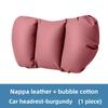 Universal Car Headrest and Lumbar Support Cushion Set Perforated Nappa Leather Neck Pillow with Adjustable Strap for Most Cars