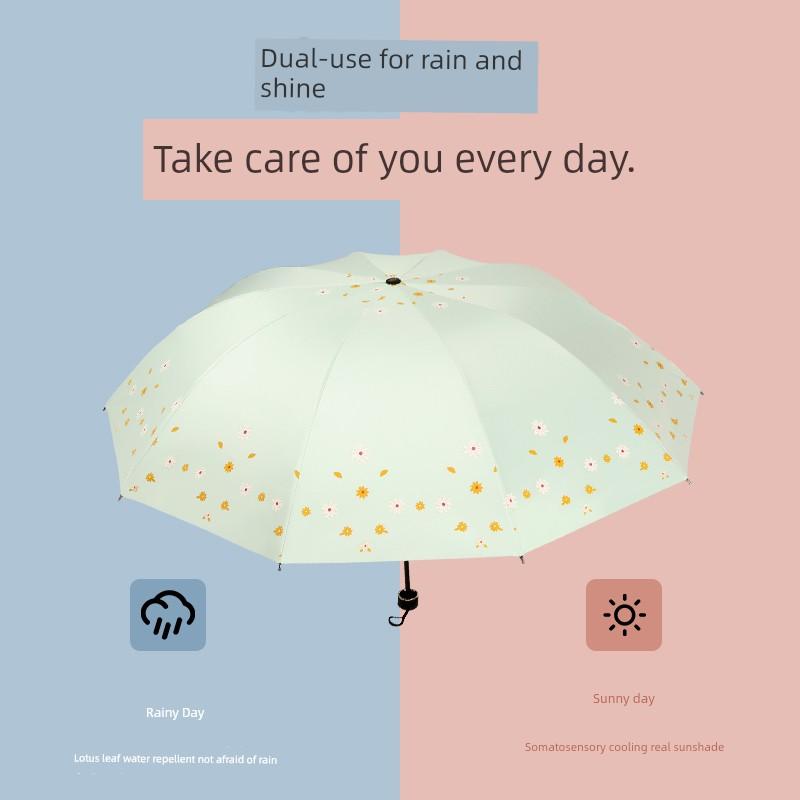 Extra Large Double Ten-Bone Reinforced Thickened Umbrella Dual-Use Girl Sun Protection UV Sun Umbrella Folding