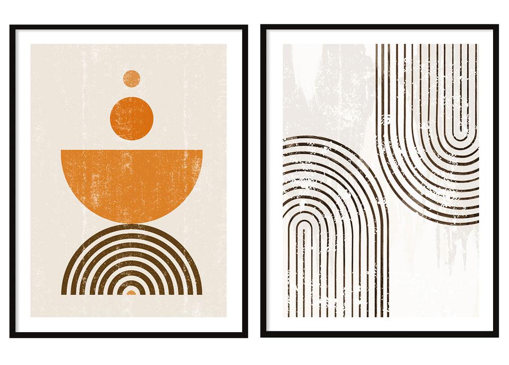 Obraz plakaty w ramie 53x73cm dyptyk komplet 2 obrazów kształty boho p2070