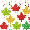 Fall Leaves Hanging Swirls Decoration Thanksgiving Maple Leaf Swirls Streamers Autumn Harvest