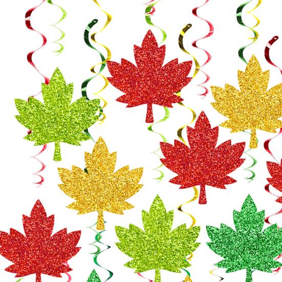 Fall Leaves Hanging Swirls Decoration Thanksgiving Maple Leaf Swirls Streamers Autumn Harvest
